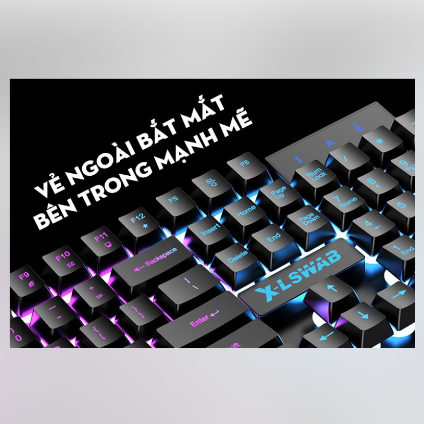 Bàn Phím Máy Tính Gaming Có Dây X-LSWAB GX30 Chống Thấm Nước Tích Hợp Đèn LED Nhiều Màu Chính Hãng