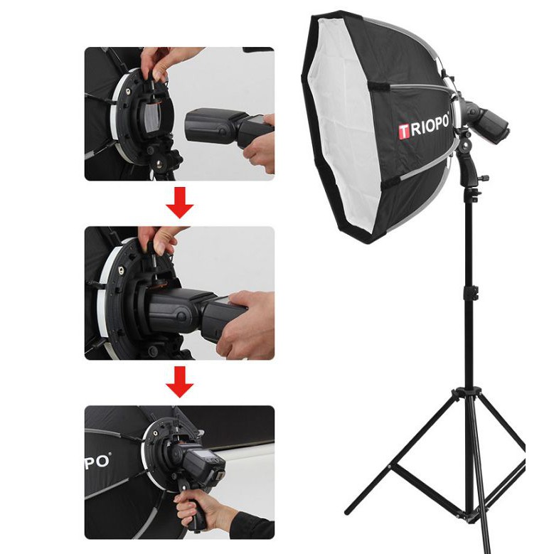 Softbox bát giác Triopo KS55, KS65, KS90 cho đèn flash speedlite