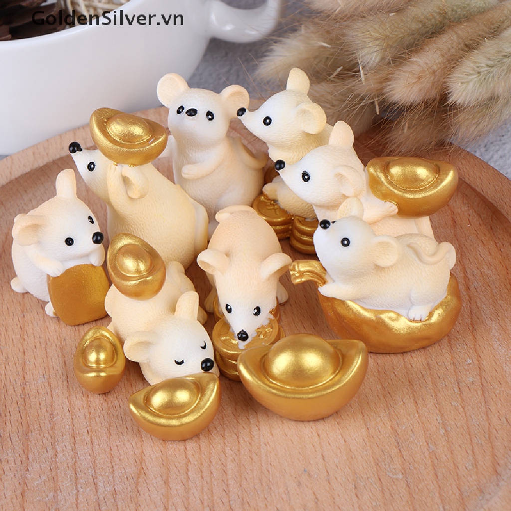 Mô Hình Chú Chuột Vàng Thu Nhỏ Dễ Thương Trang Trí Sân Vườn 2020