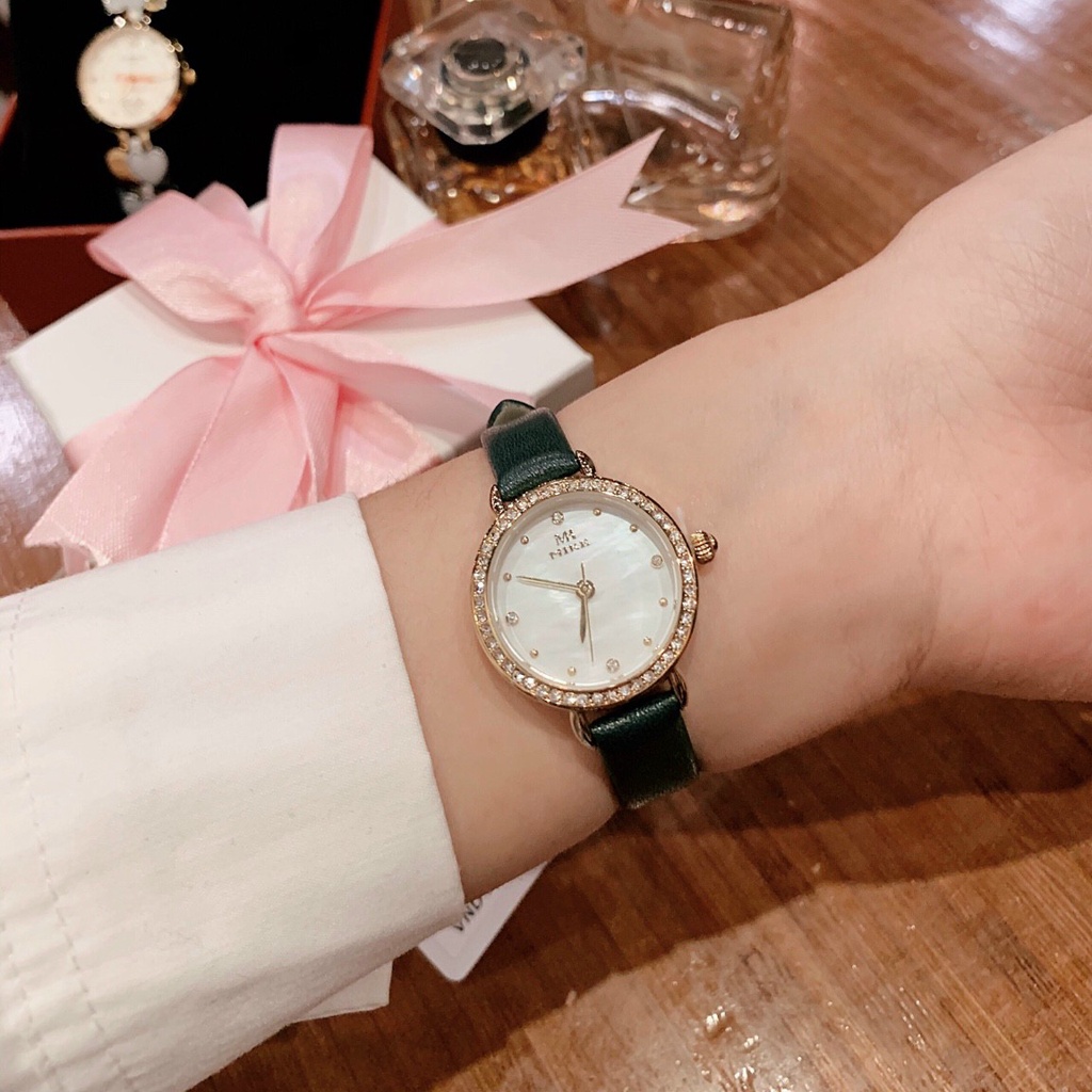 Đồng hồ nữ dây da Mike 8401L chính hãng, mặt tròn, chống nước bảo hành 12 tháng