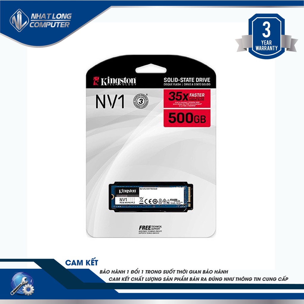 Ổ SSD Kingston NV1 500Gb PCIe NVMe Gen3x4 M2.2280 (BH 36 tháng, Chính Hãng)
