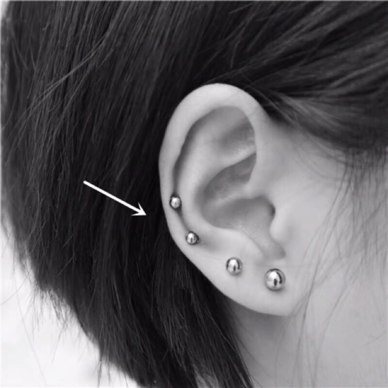 Khuyên Tai Thép Titan Bi Tròn Nhiều size - Khuyên Bi Classic Thép Y Tế Không Gỉ An Toàn