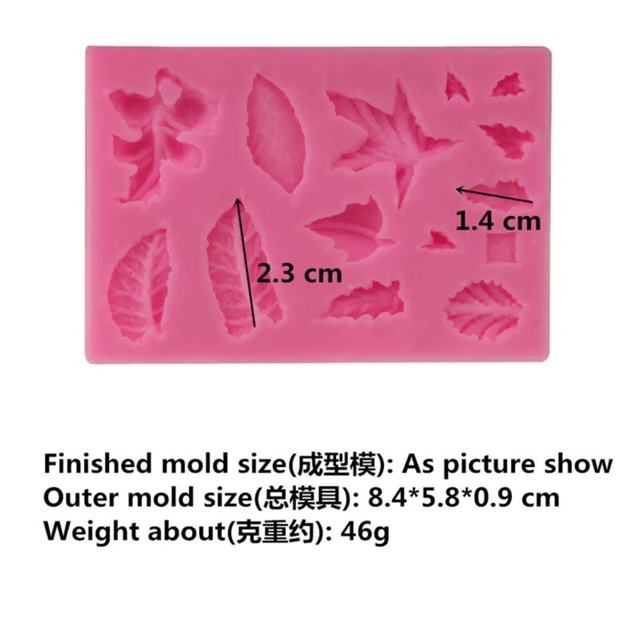 Khuôn rau câu 4D silicone Lá nhỏ (kích thước như hình)