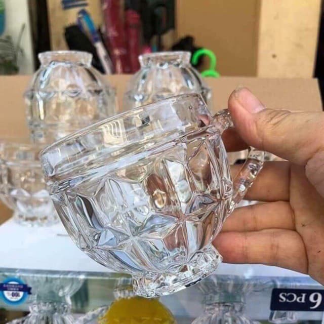 Bộ 6 Ly Thủy Tinh Bầu Lùn Uống Trà, CAFE, NƯỚC HOA QUẢ - Bộ 6 ly thủy tinh uống trà cao cấp