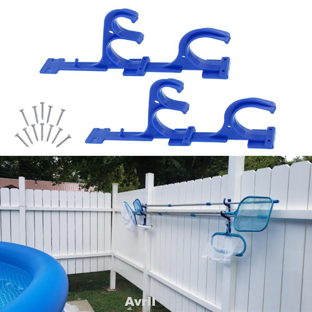 Home Durable Blue Garden Tools With Screw Plastic Holder Skimmers Pool Pole Hanger