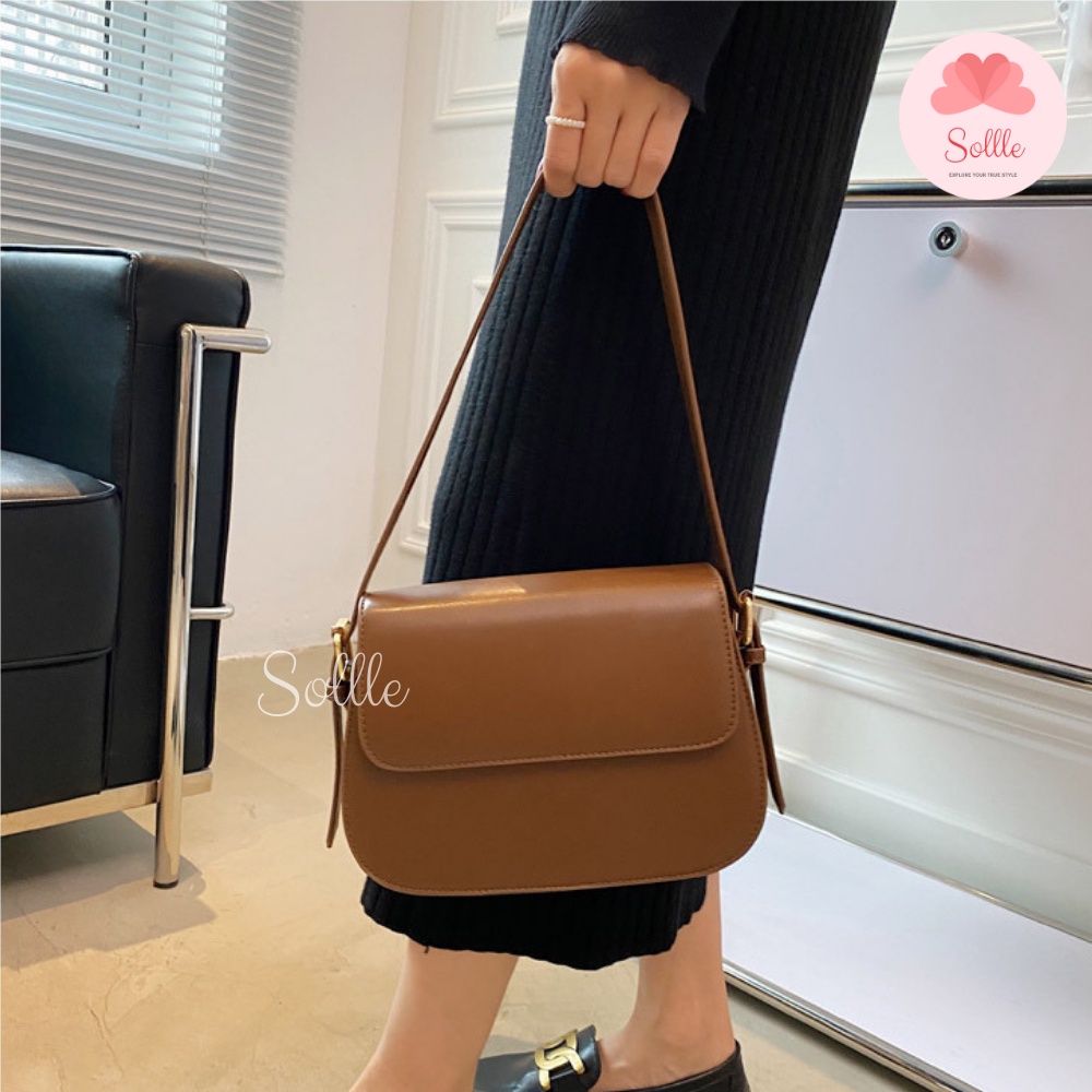 Túi xách nữ đẹp đeo chéo thời trang công sở cao cấp da PU phong cách Hàn Quốc Sollle