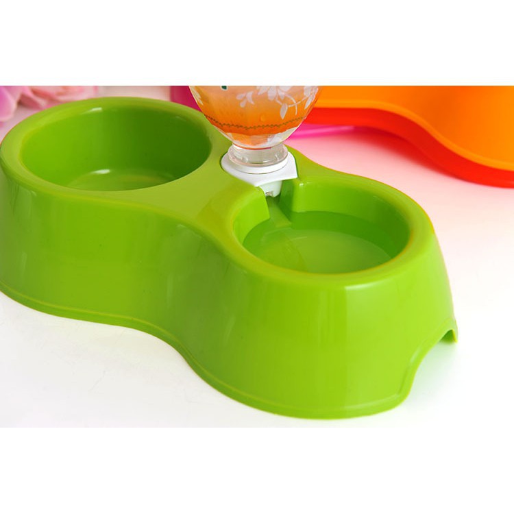 CHÉN ĂN ĐÔI GẮN BÌNH NƯỚC TỰ ĐỘNG CHO CHÓ MÈO - Pet shop Uytinpro