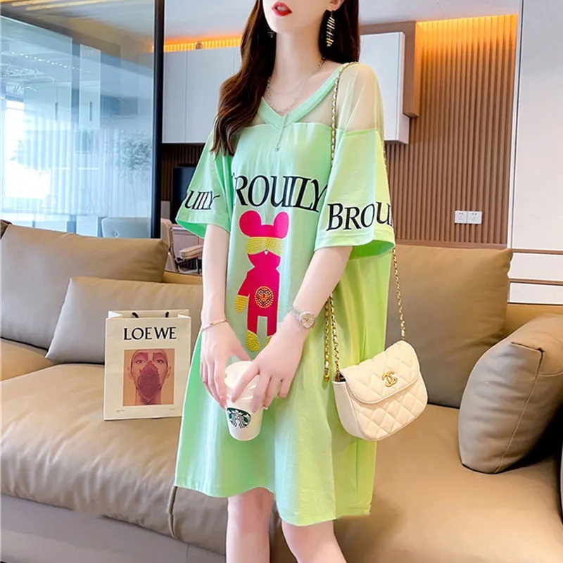 Áo Thun Tay Ngắn Phối Lưới Plus Size C9450 Dành Cho Nữ [40-100KG]
