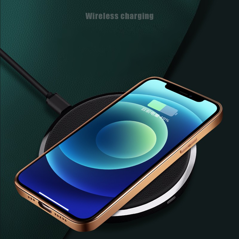Ốp Điện Thoại Da Bò Siêu Mỏng Mạ Vàng Sang Trọng Chống Sốc Cho Iphone 12 11 Pro Max X Xr Xs Se 2020 7 8 Plus 12 | BigBuy360 - bigbuy360.vn