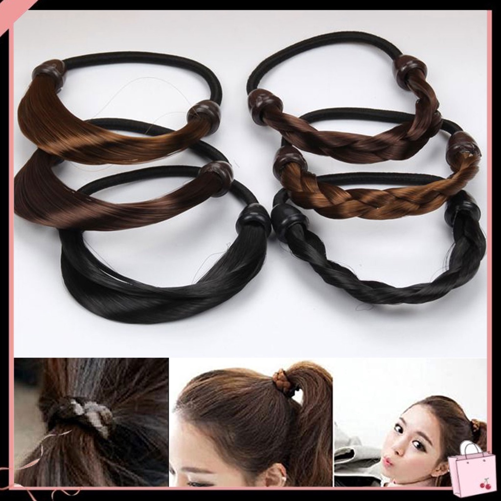 Dây Buộc Tóc Giả Bện Bằng Sợi Tổng Hợp Co Giãn