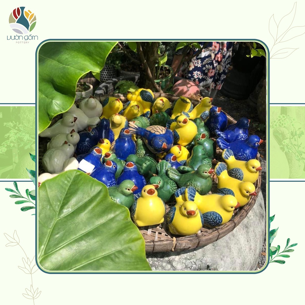 Cặp tượng gốm chim chích bông decor trang trí tiểu cảnh Vườn Gốm - The Garden