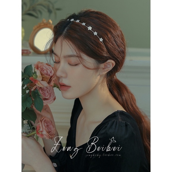 Cài tóc đính đá hình bông, băng đô cài tóc dễ thương