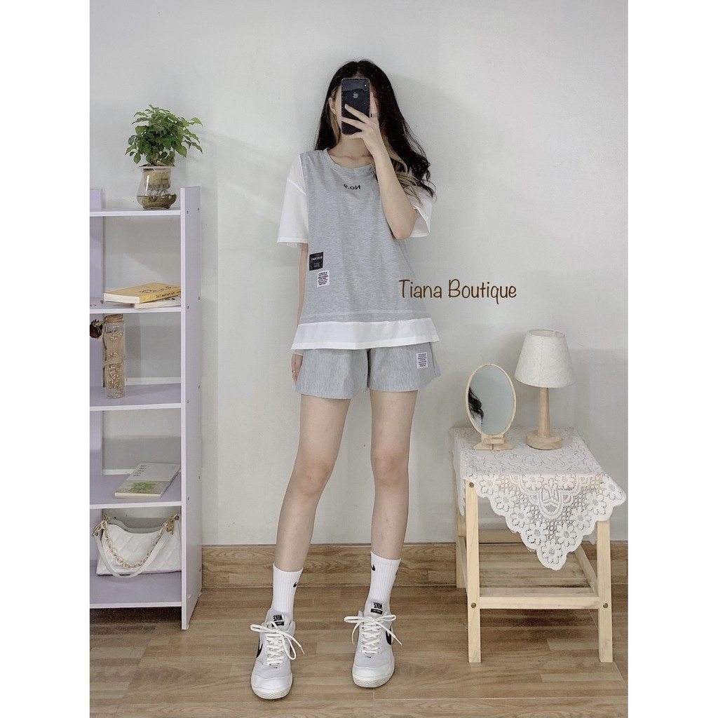 Bộ Đùi cotton tay lỡ Unisex - Bộ Phối zalang Quần đùi | BigBuy360 - bigbuy360.vn