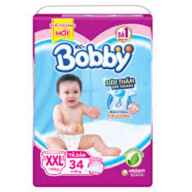 [SALE KHỦNG NHẤT SÀN]Tã Dán Bobby Siêu Thấm XXL34 Êm Mềm Thấm Hút Tối Đa Cho Bé Từ 14kg Đến 20kg