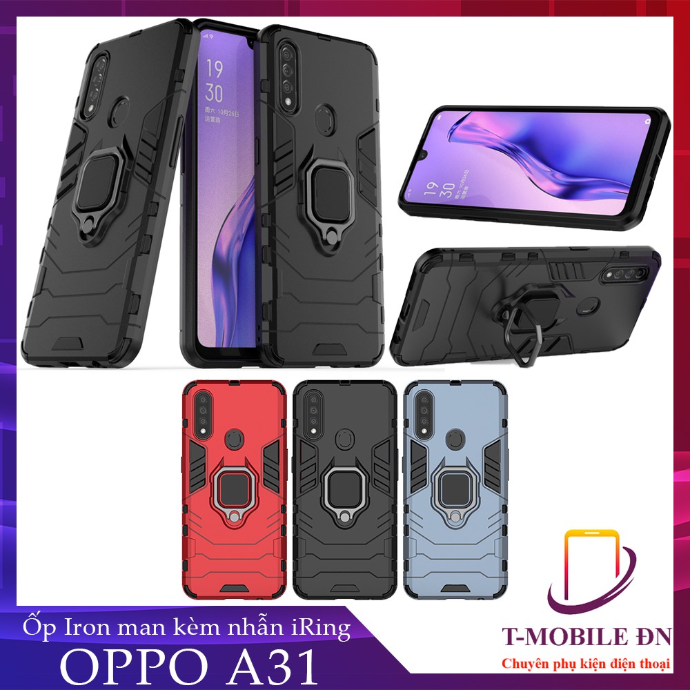 Ốp lưng Oppo A31, Ốp chống sốc Iron Man có giá đỡ nhẫn iring hít Ôtô Bảo vệ viền và Camera cho Oppo A31