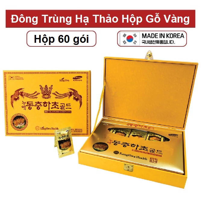 Đông Trùng Hạ Thảo Hộp Gỗ Vàng 60 Gói Hàn Quốc - Chính Hãng