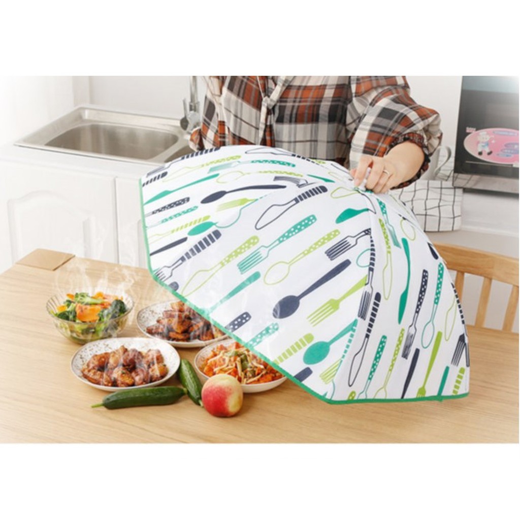 Lồng bàn giữ nhiệt gấp gọn cỡ lớn 6 cạnh có khung chống bụi và côn trùng bền đẹp
