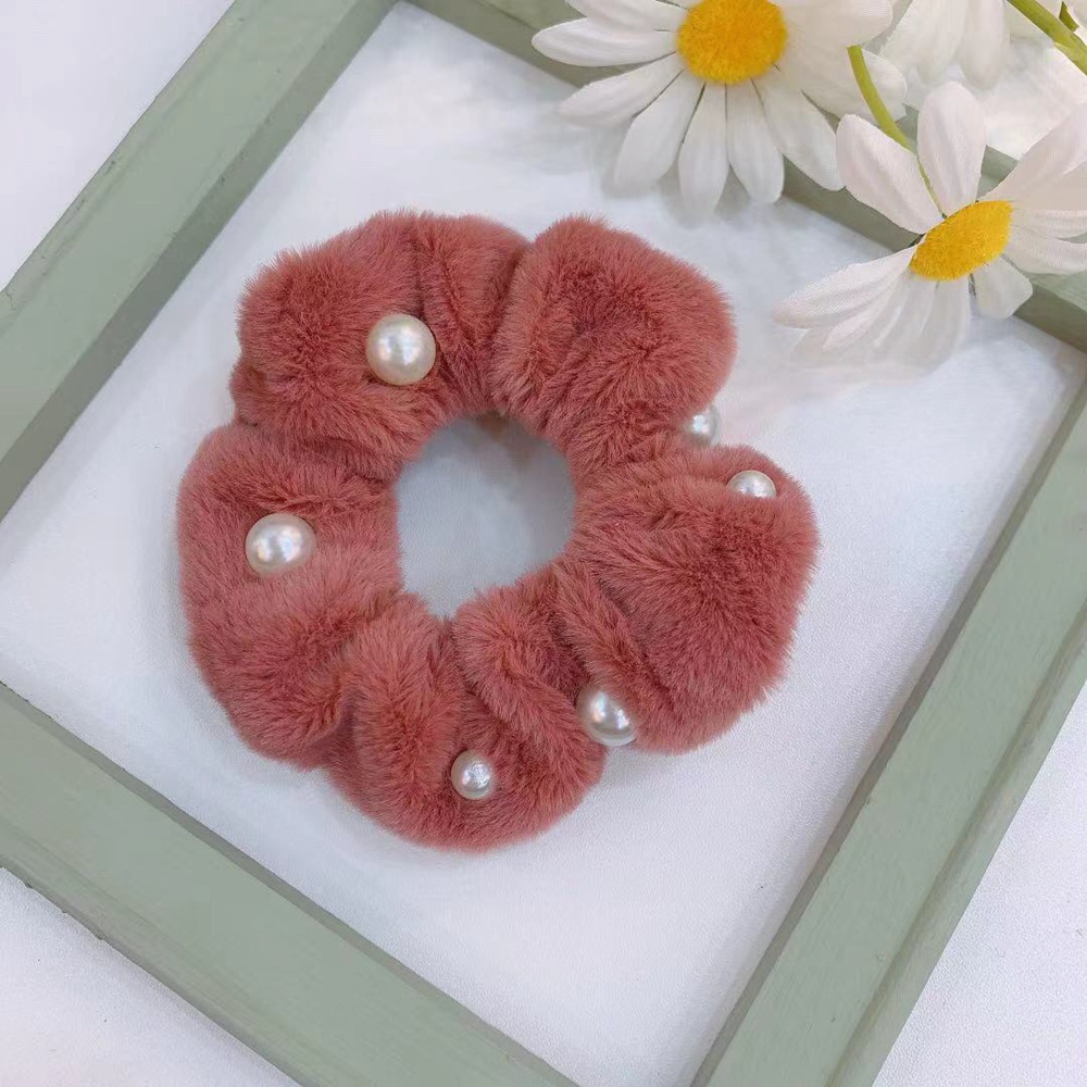 Dây Cột Tóc Thỏ Bông Đính Ngọc Trai Phong Cách Hàn Quốc Cho Nữ