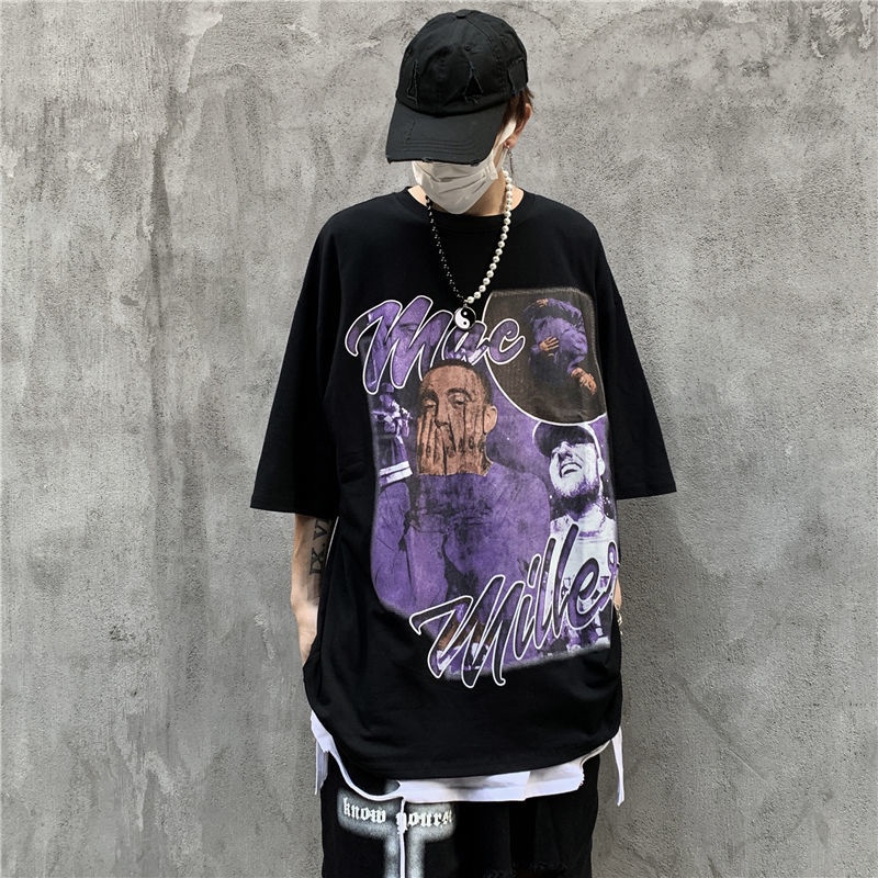 Áo thun unisex tay lỡ dáng rộng in hình rapper phong cách Hip Hop đường phố cho nam và nữ MT14