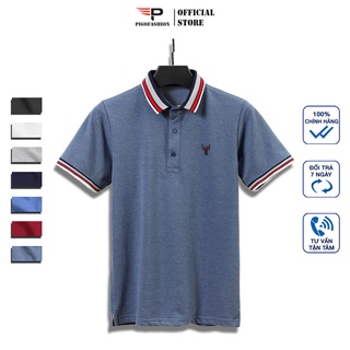 Áo phông nam ngắn tay có cổ phối bo viền cổ logo in nổi AHT29 PigoFashion