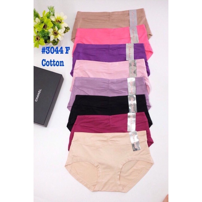 Quần lót nữ cotton Thái lan 3044 cạp vừa vải mềm mát màu da/đen/ruóc/hồng/tím