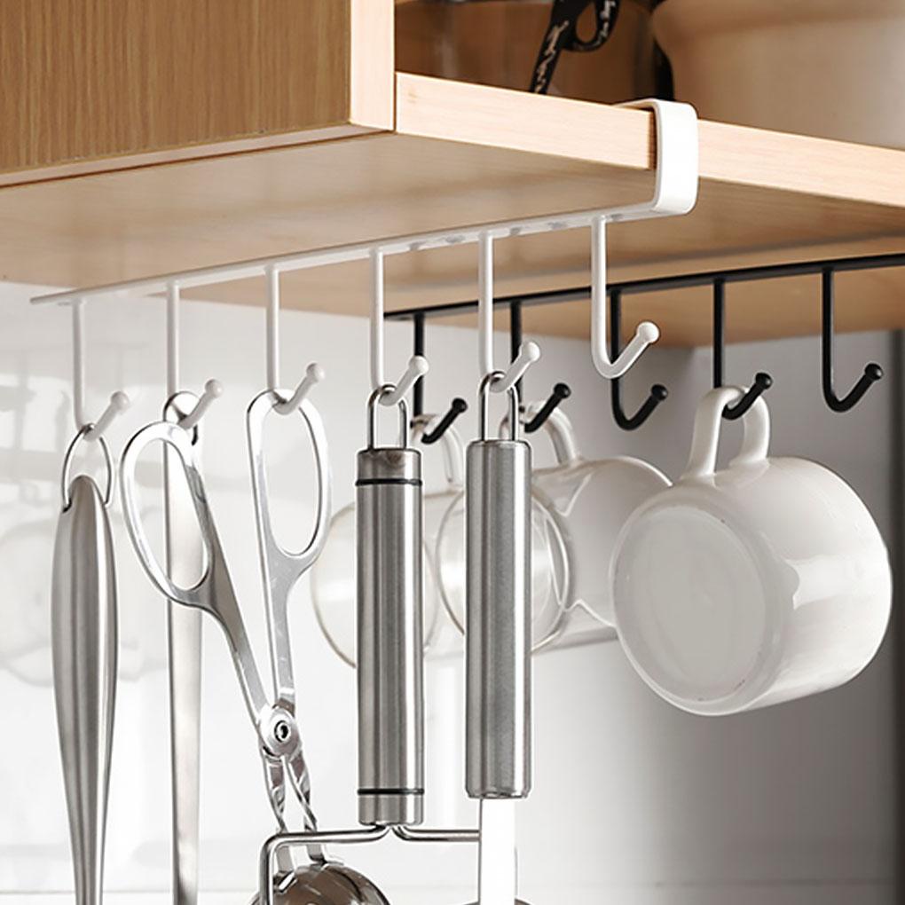 Giá Treo Ly 6 Móc Màu Đen Tiện Dụng Cho Nhà Bếp