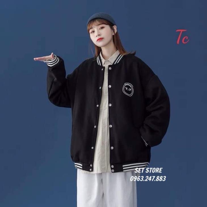 Áo Khoác bomber mặt cười màu đen,áo kiểu thu đông Nam Nữ chất nỉ  tay bồng <55kg, mặc đôi nhóm,lớp | BigBuy360 - bigbuy360.vn