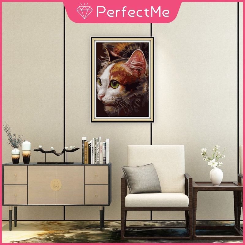 Bộ tranh đính đá 5D họa tiết chú mèo dễ thương độc đáo kích thước 30×40cm dùng trang trí