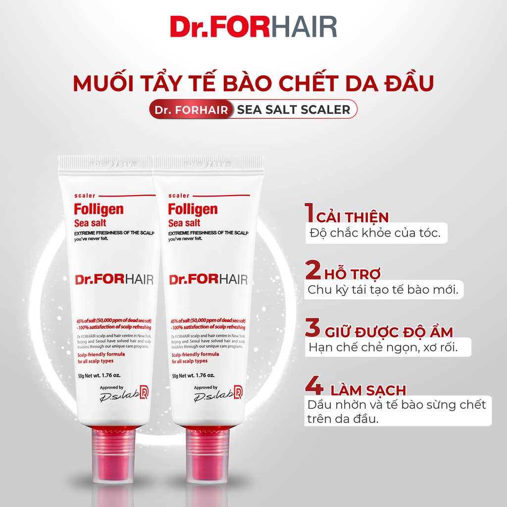 Muối biển tẩy tế bào da chết da đầu, tóc giảm gàu Dr.FORHAIR/Dr For Hair Sea Salt Scaler 50g