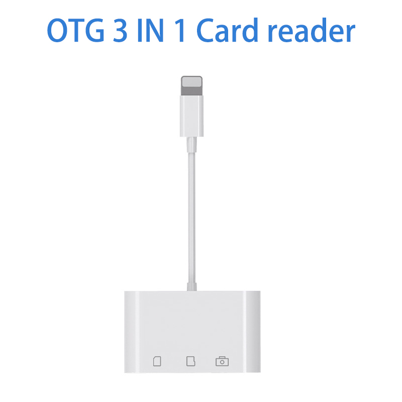 Đầu Đọc Thẻ Nhớ Sd / Tf 3 Trong 1 Với Cổng Usb 2.0 Otg Cho Iphone / Ipad