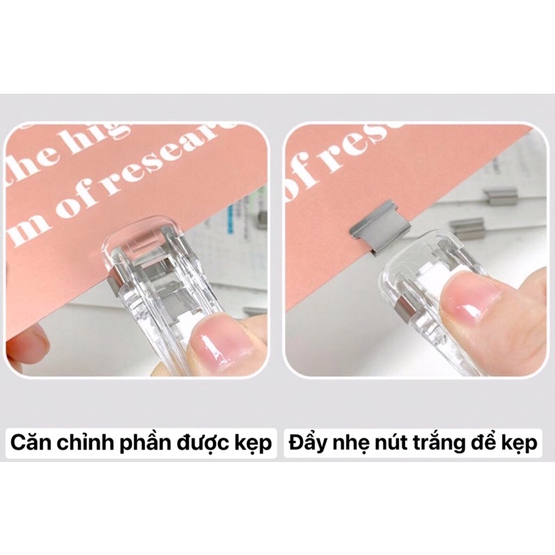 Kim bấm trong suốt mini sinh viên dễ thương/ Dập ghim giữ sách / tài liệu / gói giấy / bìa thư mục niêm phong dễ sử dụng