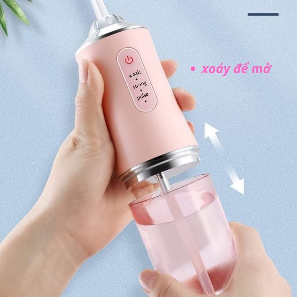 Máy tăm nước Oral Irrigator, tăm nước nha khoa vệ sinh răng miệng cầm tay sạc pin 3 chế độ, tặng kèm 4 đầu xịt
