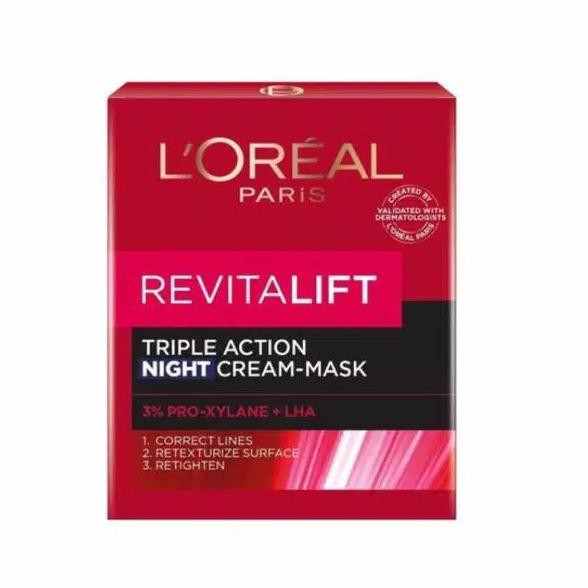 LOREAL PARIS (Hàng Mới Về) Kem Dưỡng Da Ban Đêm Chống Nếp Nhăn Revitalift X3 50m