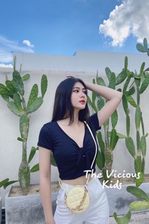 Áo Crop Cột Nơ