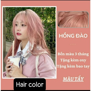  Thuốc nhuộm tóc tại nhà màu hồng pastel  hồng khói hồng đào tặng kèm oxy trợ dưỡng và bao tay 