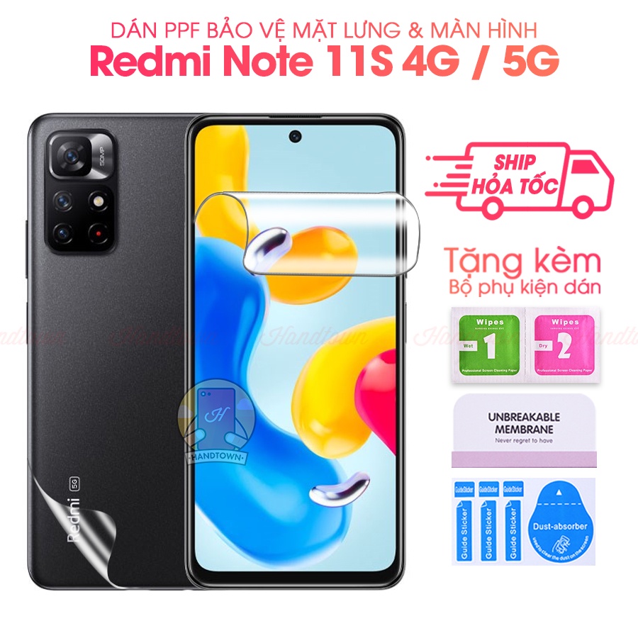 Dán PPF Film bảo vệ Xiaomi Redmi Note 11S 4G 5G bảo vệ màn hình skin mặt lưng chống vân cường lực dẻo handtown