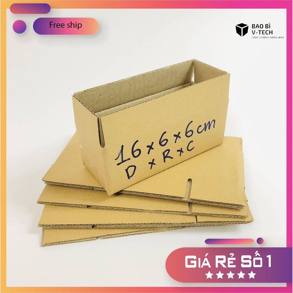 Hộp giấy gói hàng 16x6x6cm Hộp carton gói hàng trang sức quần áo phụ kiện Thùng carton đóng hàng đựng giày giá rẻ 3 lớp