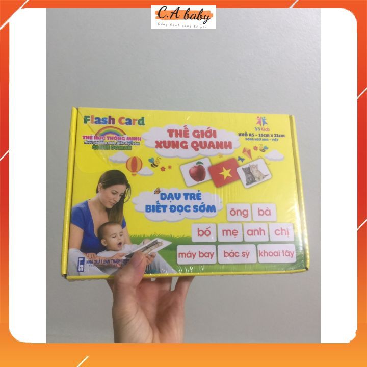 Bộ Thẻ Học Thông Minh size A5 15 Chủ Đề Thế Giới Xung Quanh song ngữ anh – việt chuẩn Glenn Doman Flashcard cho bé từ 0-