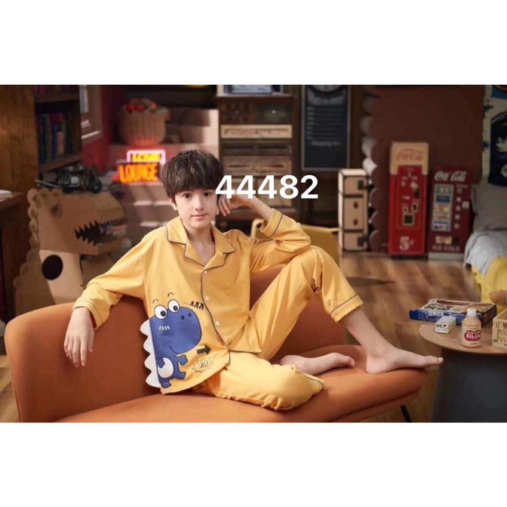 44482 Bộ vàng khung long than Bố và bé cao cấp mặc nhà vừa dễ thương lại mềm mại dễ chịu