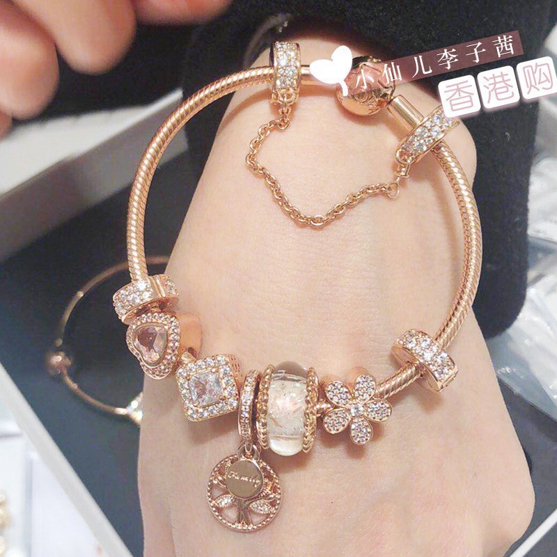 Hàng Có Sẵn set Vòng Tay Pandora Màu Hồng Vàng Hồng Đính Hạt Thời Trang Làm Quà Tặng Bạn Gái A1 Cửa Hàng HG3YT566R5