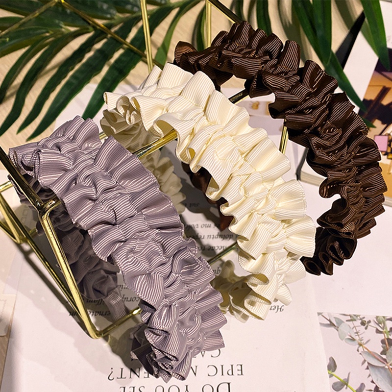 Băng Đô Vải Ren Xếp Ly Thời Trang Hàn Quốc Cho Nữ