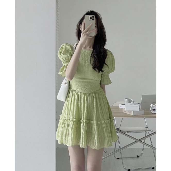 [HÀNG SẴN]VÁY-ĐẦM XỐP NHĂN 2 LỚP HỞ LƯNG “JYJY DRESS” siêu yêu