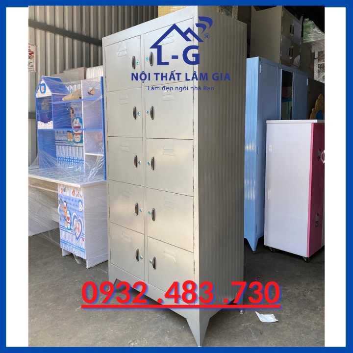 TỦ SẮT HỒ SƠ LOCKER SƠN DẦU 10 CỬA - 1M8X90- HCM