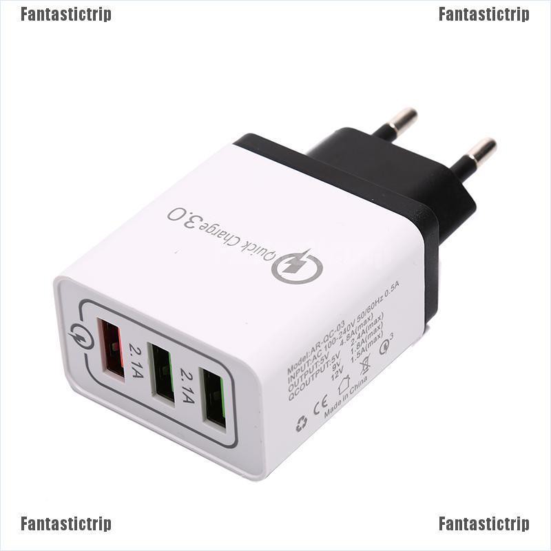 Fantastictrip 3 Port QC 3.0 Quick 5V Hub USB Wall Phone Charger Adapter For iPhone Samsung