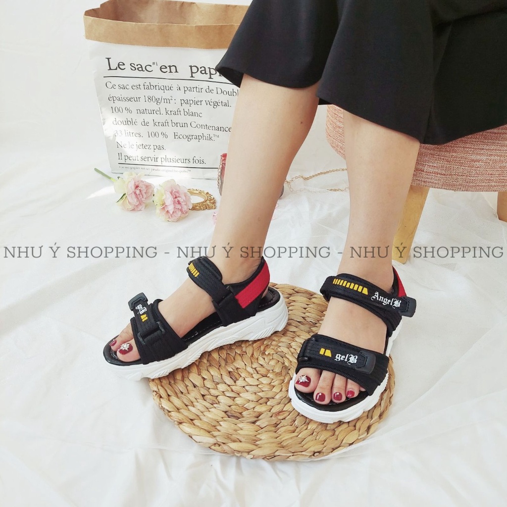 Giày sandal nữ đi học quai hậu khoá dán đế cao mang êm chân, bền đẹp - Sandal đỏ