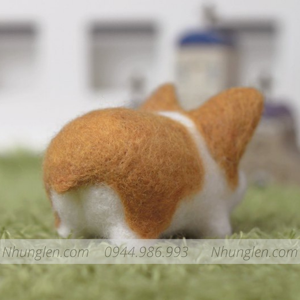 [Có hướng dẫn] KIT LEN CHỌC - NEEDLE FELTING Shiba Béo (làm được móc chìa khóa)