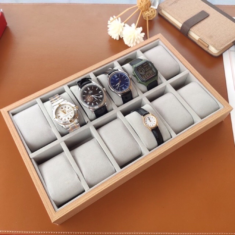 Khay trưng bày đồng hồ, khay để đồng hồ 24 chiếc bằng gỗ sang trọng