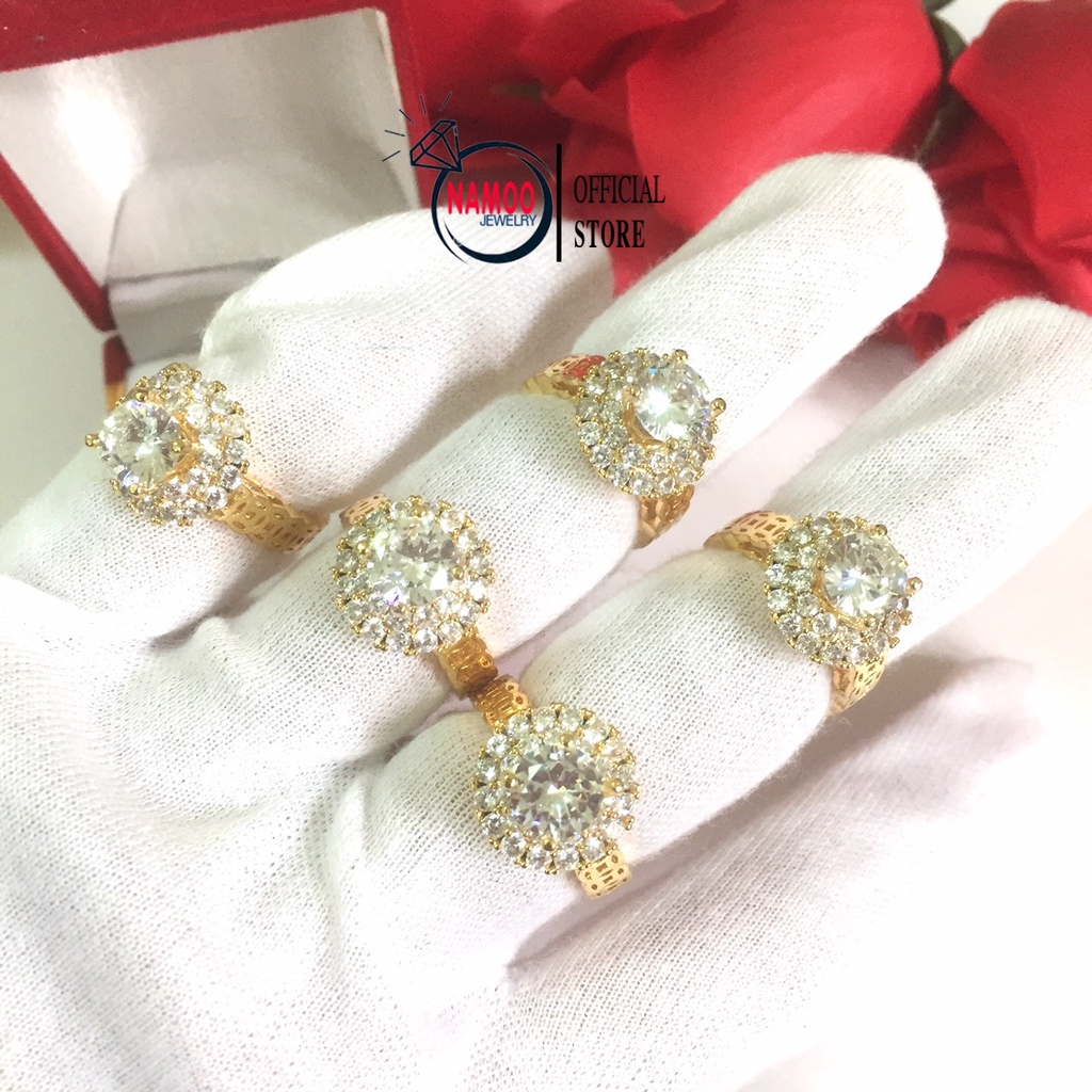 Nhẫn Đính Đá Nữ N024 Mạ Vàng, Nhẫn Phụ Kiện Nữ Namoo Jewelry