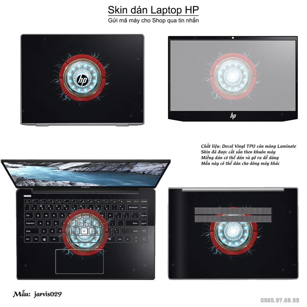 Skin dán Laptop HP in hình Jarvis (inbox mã máy cho Shop)