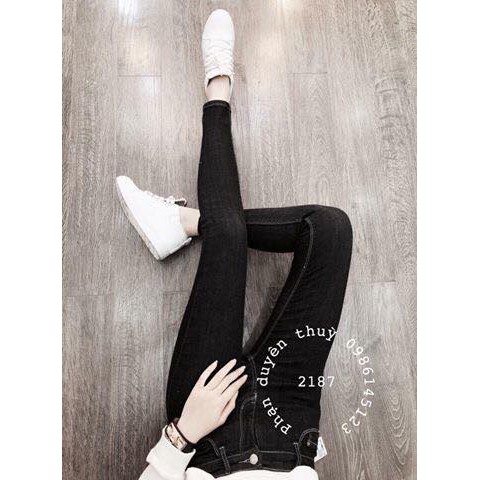 quần bò đen muối tiêu